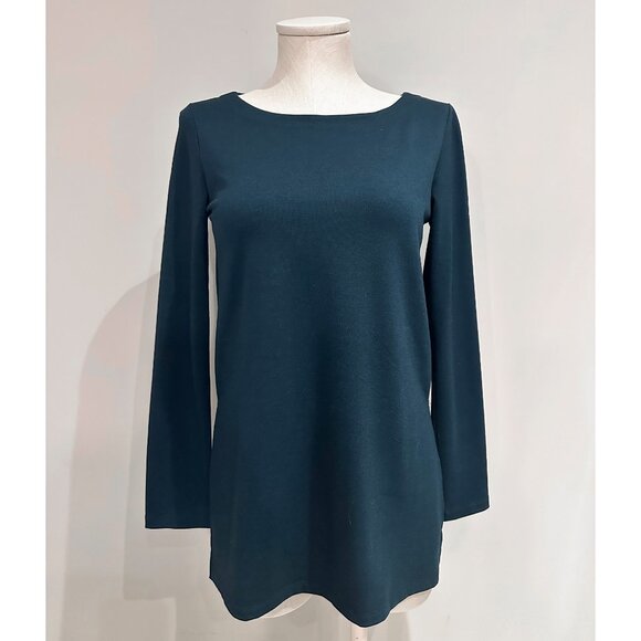 Aritzia Wilfred Long Sleeve Top Womens Size S Teal Side Slit Boatneck - Picture 1 of 6